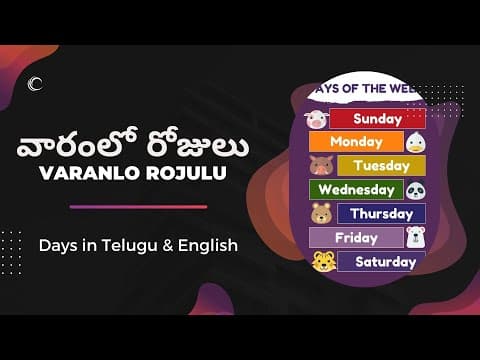 Varamlo rojulu - learn days of the week - వారంలో రోజులు