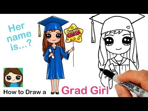 How to draw a cute girl graduate - congrats grad