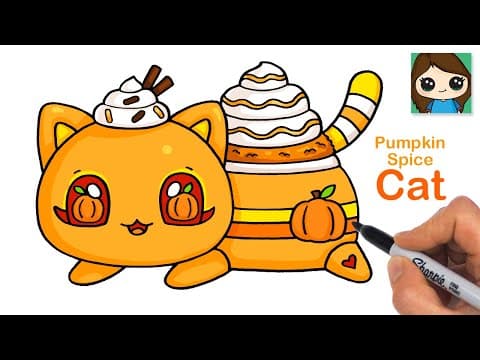 How to Draw Pumpkin Spice Latte Cat 🍁 Aphmau Meemeows - YouTube