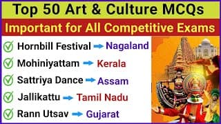 Top 50 Indian Art and Culture GK Questions| INDIA GK Questions and Answers | GK Questions