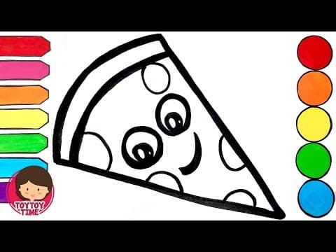 Coloring videos for kids easy how to draw food pizza coloring pages glitter art