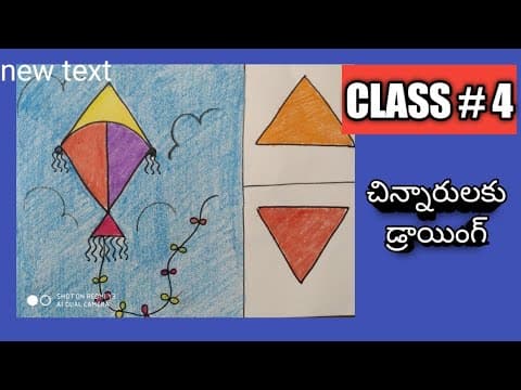 Kids drawing in telugu |draw with shapes|how to draw a kite|