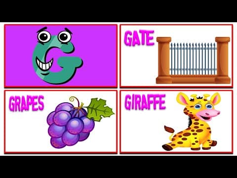 Kids learning - learn letter g - words from g - abc flashcards - kids a to z
