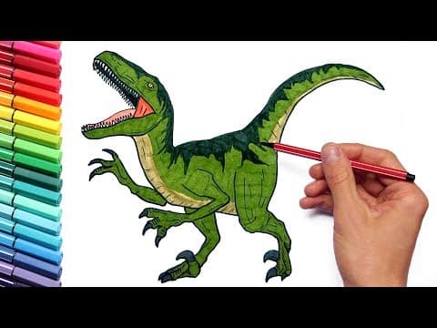 Drawing and coloring dinosaurs color pages for childrens learning colors dinosaur