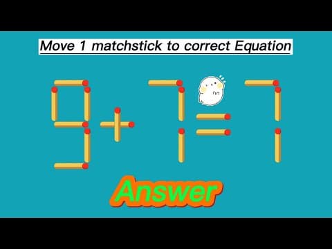 Match stick Puzzle | Fix in only 1 move 9+7=7