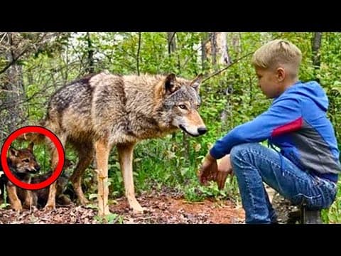 Wolf Tries To Get Attention From Boy - When He Realizes Why, He Decides To Follow It