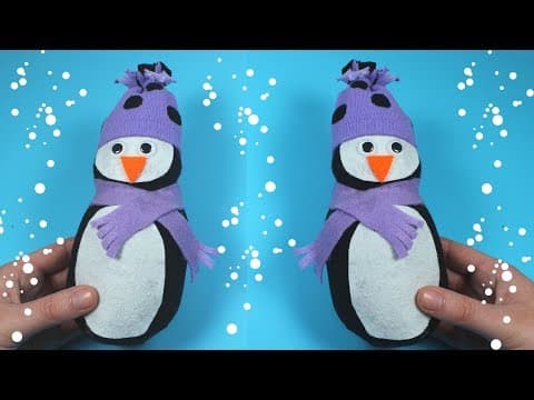 No Sew Sock Penguin Plushie - Winter Crafts for Kids