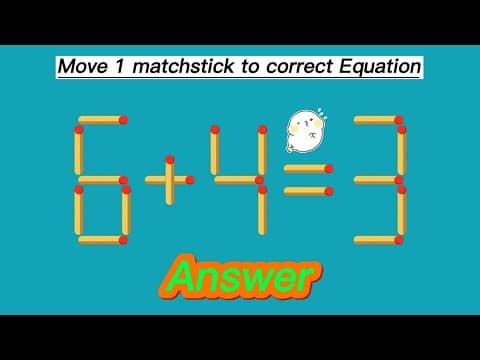 Fix in only 1 move 6+4=3 | Matchstick Puzzle