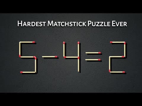 Turn the wrong equation 5 - 4 = 2 into correct. Matchstick puzzle