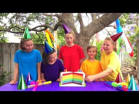 Learn English Colors Rainbow Cake and Water balloons