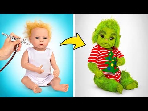 Reborn doll makeover -  diy little grinch