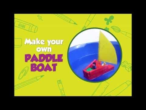 How to make a rubber band-powered paddle boat - diy art and craft videos for kids from smart