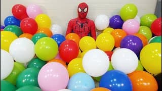 Spider Man Popping Balloons and Trick Shots