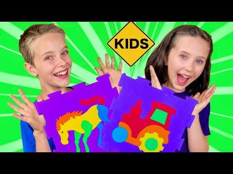 Learn English Colors Animal Engine Floor Puzzles