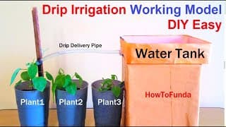 drip irrigation system working model using cardboard & waste materials