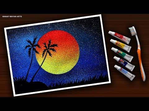 Simple Spray Painting for Beginners with Toothbrush & Water Color | step by step #156
