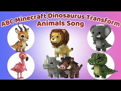 ABC Animals Jump into Cauldron and Turn Into Dinosaurs! Minecraft ABC Song for Kids 🦖✨🎵