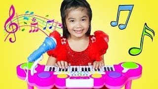 Hana & Cherry Pretend Play with Guitar Piano & Drum Toy Set – Nursery Rhyme Challenge
