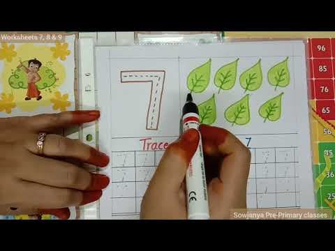 Maths - Number Worksheets - 7 , 8 & 9 (Telugu) | LKG & Nursery Kids | Sowjanya Pre-Primary Classes