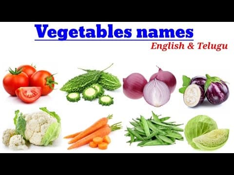 Vegetables names English & Telugu, vegetables names in English, vegetables names in Telugu.