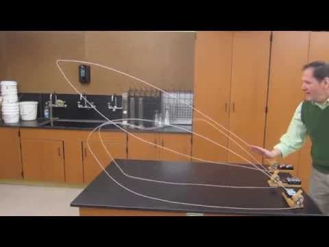A homemade string shooter and slow moving waves in rope