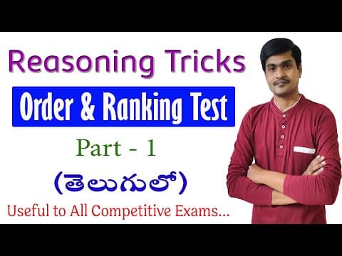 Order & ranking - reasoning tricks in telugu - useful to all exams