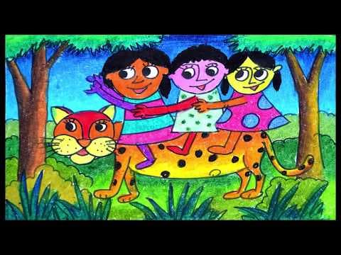 How to draw simple scenery for children, Sundorban Scenery drawing