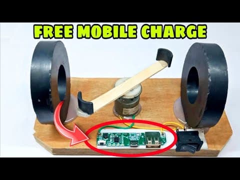 How to make Free Mobile Charge Machine | mini dc motor and magnet with power bank module experiment