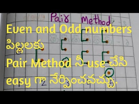 How to teach even and odd numbers - learn with pair method - for kids - telugu