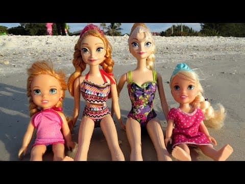 BEACH-Elsa & Anna toddlers-Vacation Sunbathe-Seagulls-Sand Play