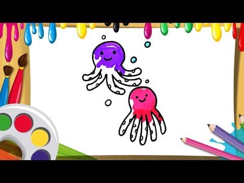 how to draw octopus for children colorful octopus drawing for children -easy step by step coloring - Lesson 110