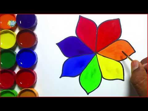 how to draw and paint a flower simple coloring drawing for children -  Lesson 173