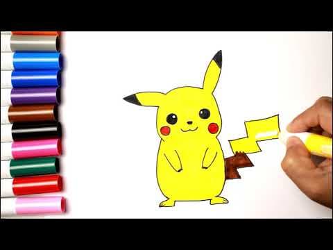 Draw and colour pikachu for kids
