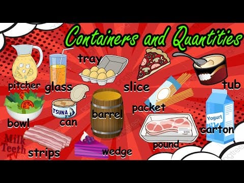 Containers and Quantities Vocabulary | List of Containers and Quantities Vocabulary With Pictures