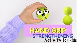 STRENGTHENING HAND GRIP and DEXTERITY with Tennis Ball l OT Home School Telehealth Idea for Kids