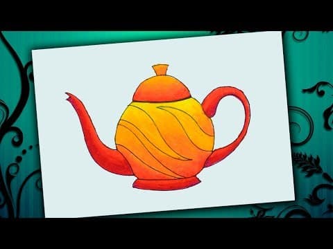 How to Draw a Teapot Step by Step, Teapot Drawing for children