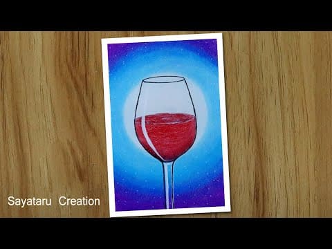 Drinking glass painting, Moonlight night painting, oil pastel Drawing for beginners