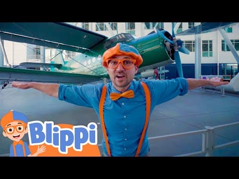 Blippi learn about planes at the museum of flight