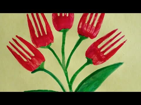 Easy fork painting for kidscraft for kidseasy flower making