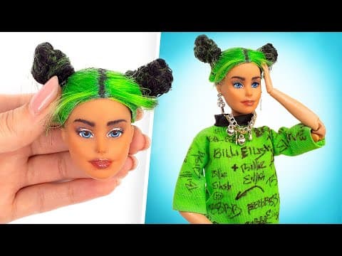 Barbie makeover transformation - diy billie eilish doll