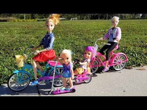 BIKES & LOL Surprise ! Elsa and Anna toddlers-park playing adventure