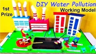 water pollution working model making using cardboard and dc motor
