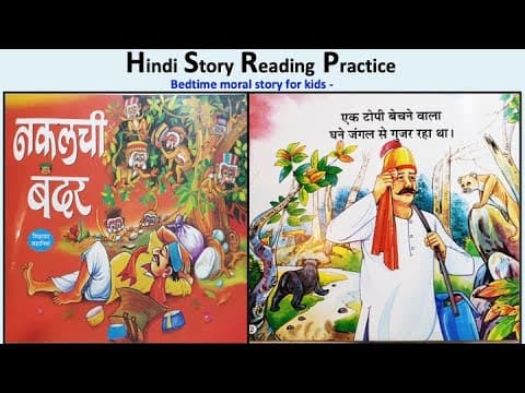 Hindi story reading practice - nakalchi bandar aur topiwala - नकलची बंदर कहानी