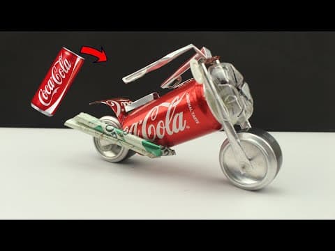 Amazing electric motorbike of coca-cola cans with dc motor