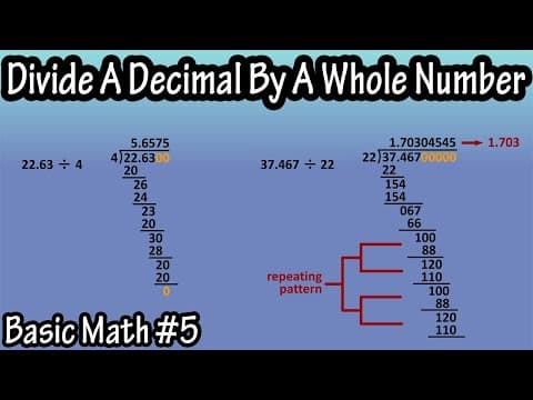 How To Divide A Decimal Number By A Whole Number With And Without Remainders