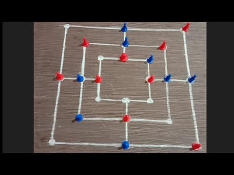 Dhadi game || Jadhi game || 9 mens Morris game || Dhadi aata