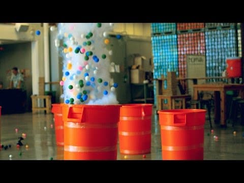 Let's blow up some barrels of ping pong balls