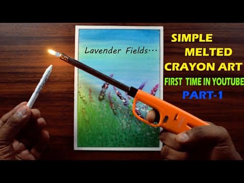 MELTED CRAYONS ART | Lavender Fields | Drawing with Wax Crayons For Beginners - Step by Step #188