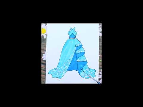 How to draw barbie doll's favorite blue dress  - shorts