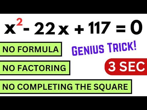 Crazy Trick to Solve Any Quadratic Equation in 3 Seconds